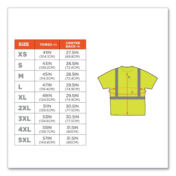 GloWear 8289 Class 2 Hi-Vis T-Shirt, Polyester, Lime, 4X-Large